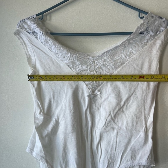 Vintage White Lace Trim Cotton Bodysuit – House of Fraser, Made in Italy, Size M - Picture 8 of 10